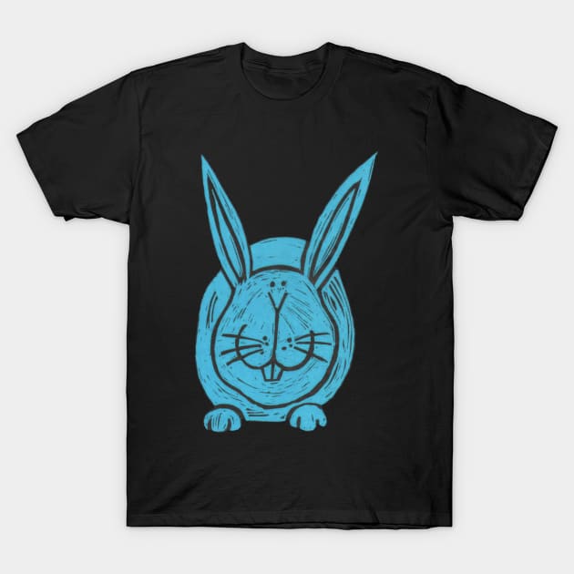 Rabbit, A Big , Fat, Blue Rabbit! T-Shirt by krisevansart